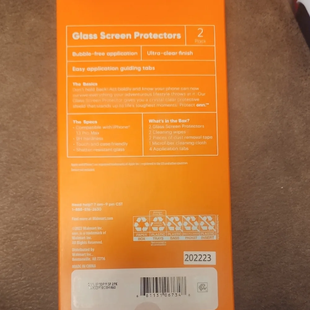 Protect Onn Orange Glass Screen Protector for iPhone 13 Pro Max - 2 Pack